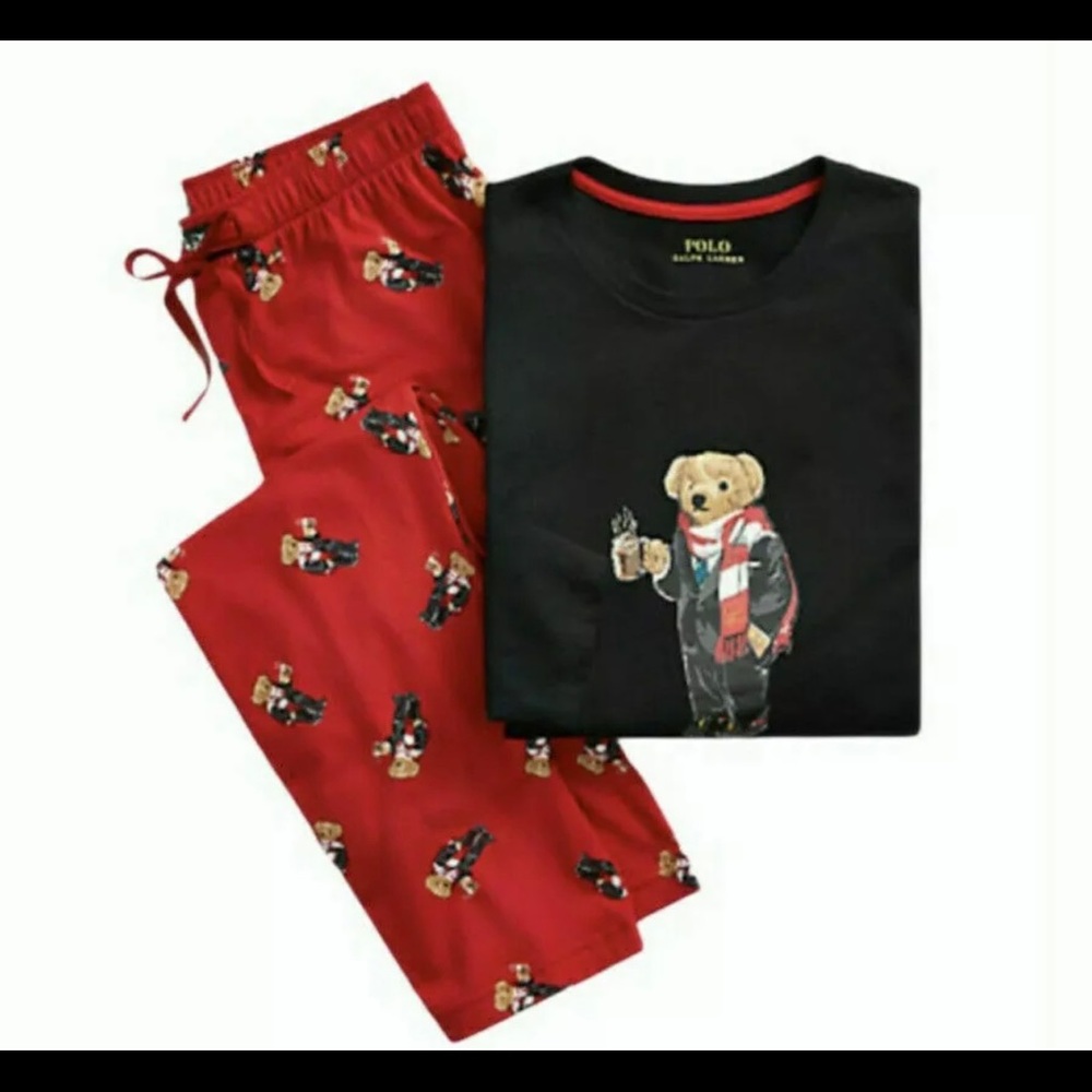 NWT Polo Ralph Lauren Men’s Limited Polo Bear Hot Cocoa Pajama 2 Piece Set XL